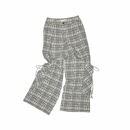 Plaid Hoodie & Wide-Leg Pants Set