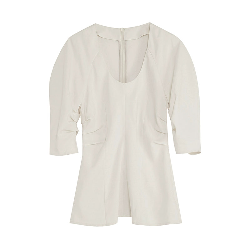 Chemise française style féminin minimaliste de haut niveau de haut niveau de conception unique chemise de conception mince