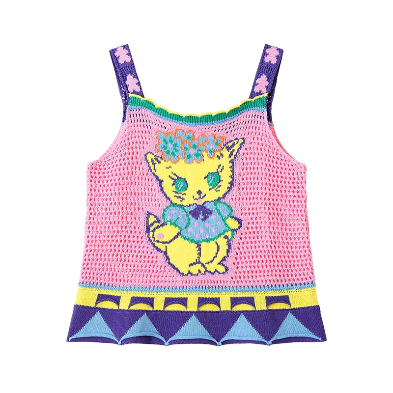 Cat Y2K Pink Tank Top