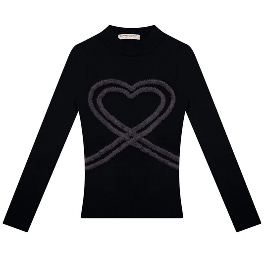 Love Half High Collar Top | Slim Fit Knitted Retro Design for Autumn/Winter