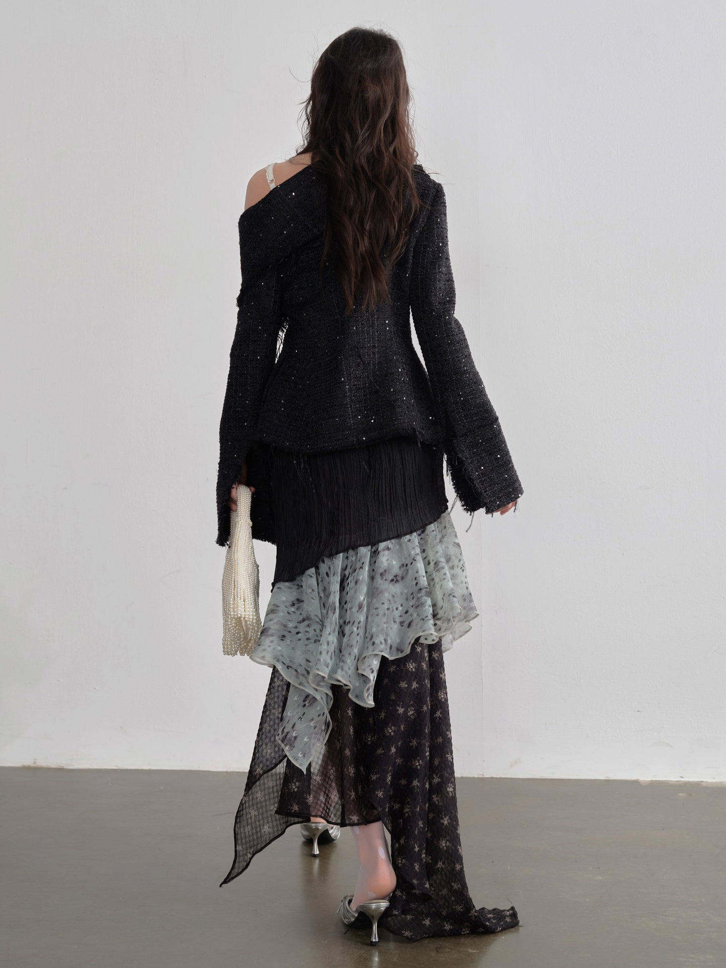 Leopard Chiffon Midi Skirt | Exotic Asymmetrical Ruffle Skirt