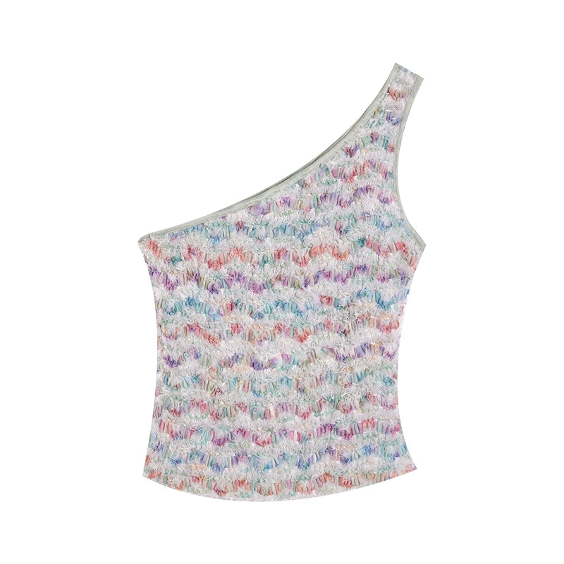 [Finnish Fairy Tale] Small Fragrance Strap Top - Slim Fit Sleeveless Asymmetrical Summer Style