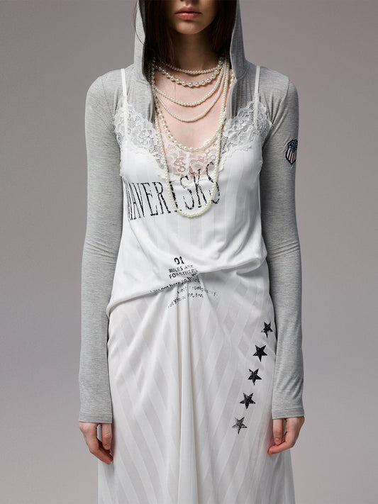 Satin Lace Panel Slip Dress
