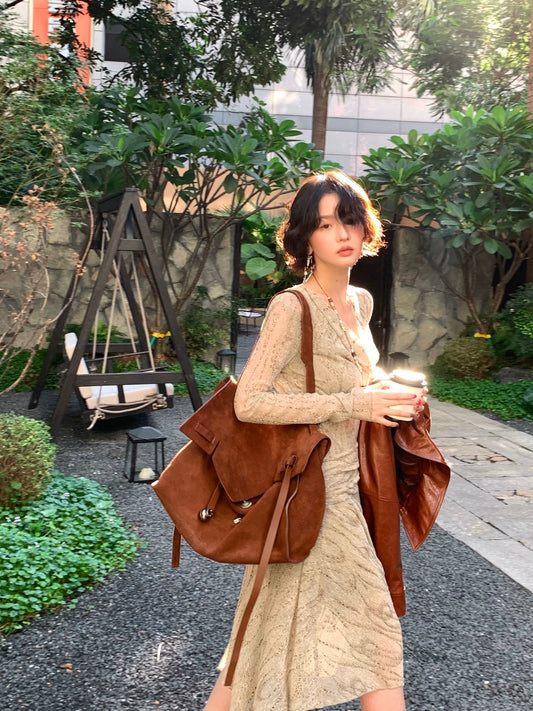 Afternoon Refinement Asymmetrical Hem Mini Dress – Retro Swing Neck Design