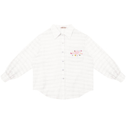 Butterfly Embroidery Sun Protection Shirt - Loose Fit