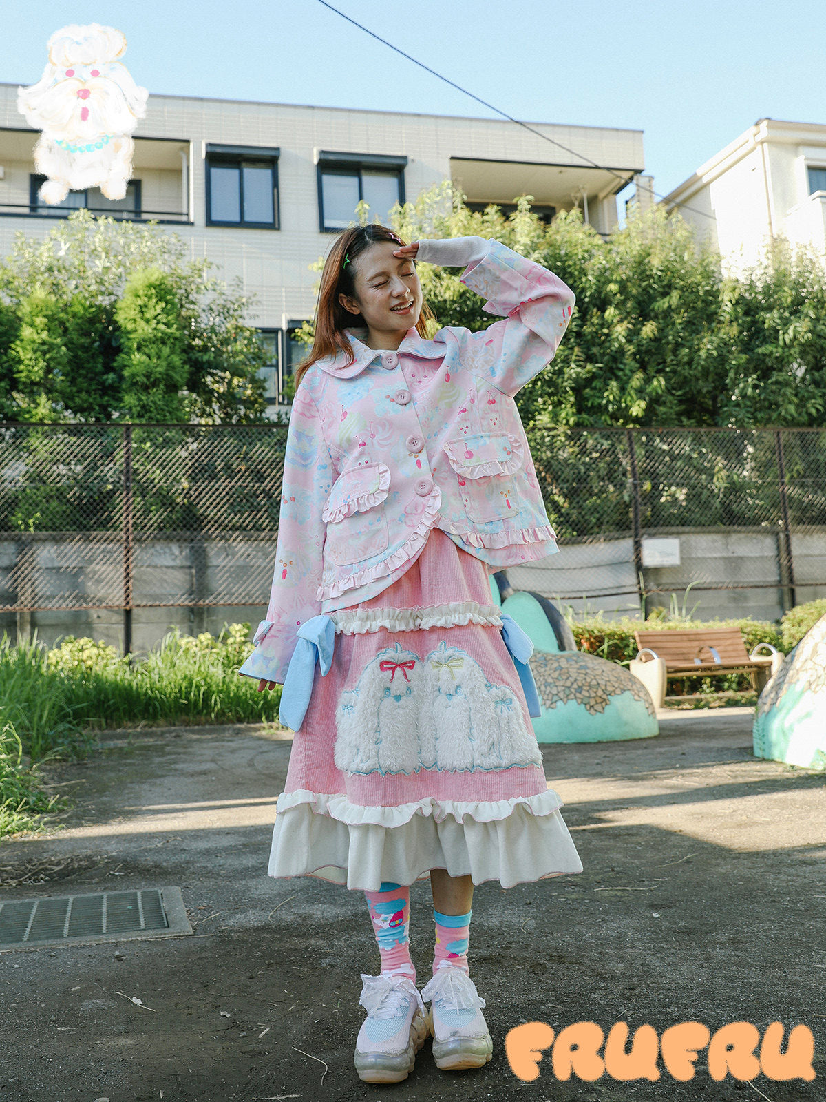 Colorblock Puppy Print Jacket | Cute Playful Autumn Coat