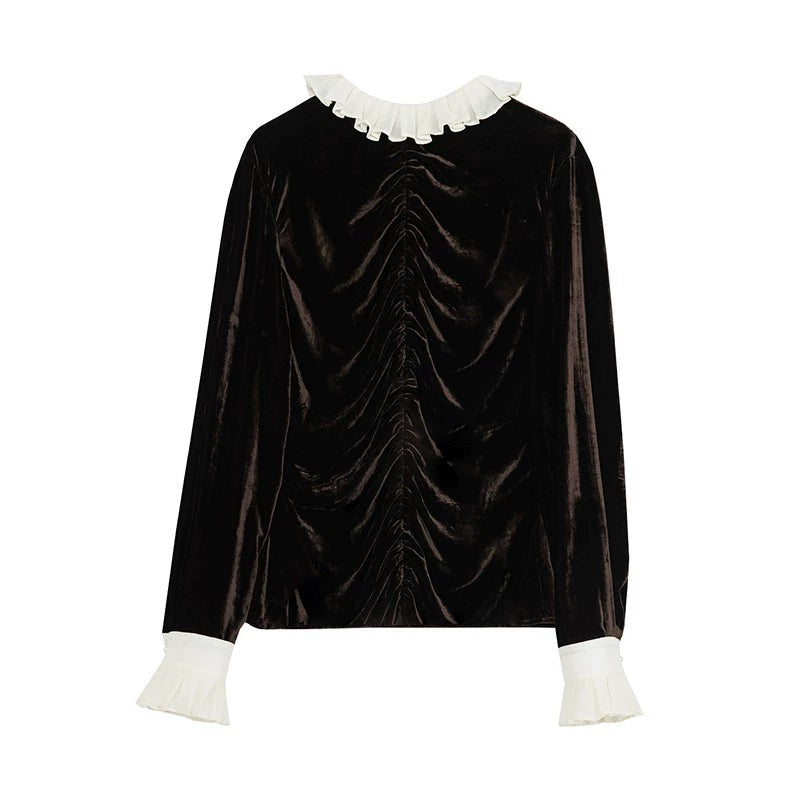 Retro Palace Velvet Ruffle Shirt