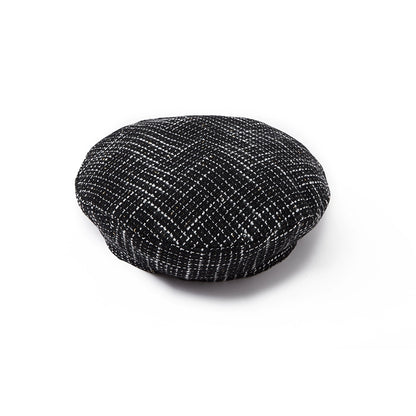 Béret brodé à plaid rétro