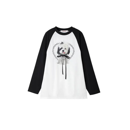 Striped Raglan Long Sleeve T-Shirt – Contrast Design in Loose Fit Style