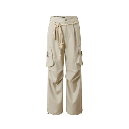 High Street Loose Wide Leg Casual Stacked Workwear Pants