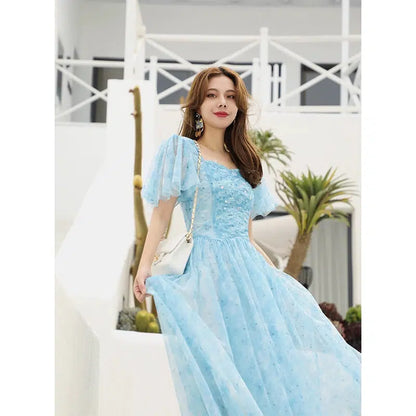 Star River Blue Retro Slim Fairy Dress
