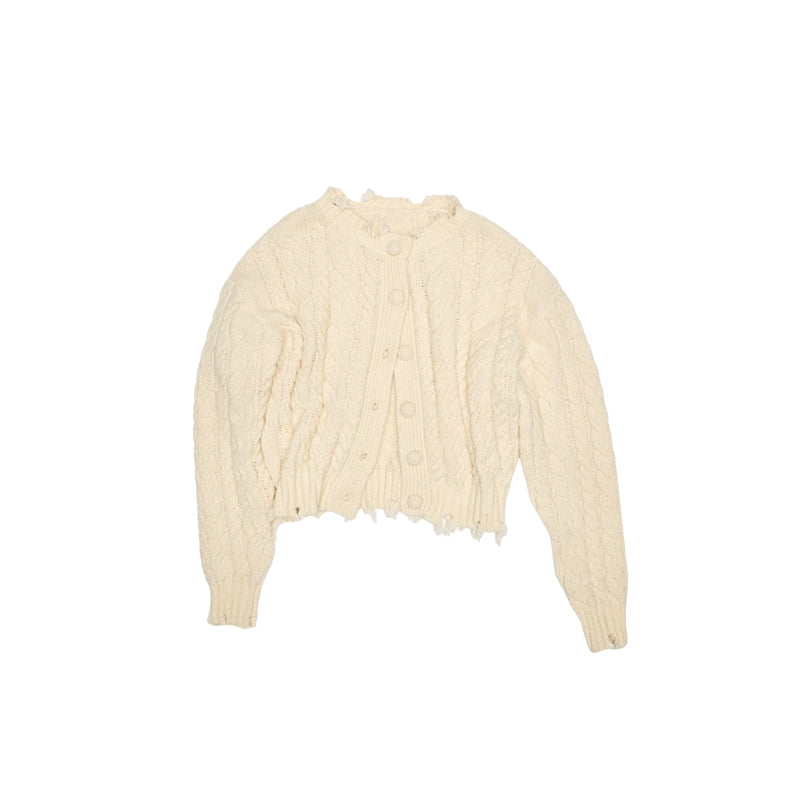 Velvet Cable Knit Set – Cardigan & Skirt with Slouchy Cutout