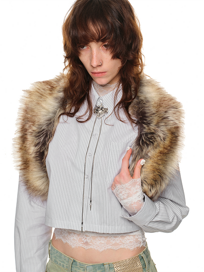 Winter Vibes Faux Fur Collar Shawl – Soft & Stylish Cold-Weather Wrap