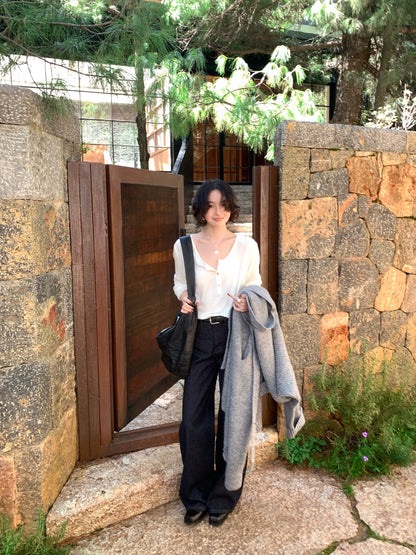 Cloud Walk Tencel Wool-Blend Long Sleeve Top – Retro Autumn/Winter Edition