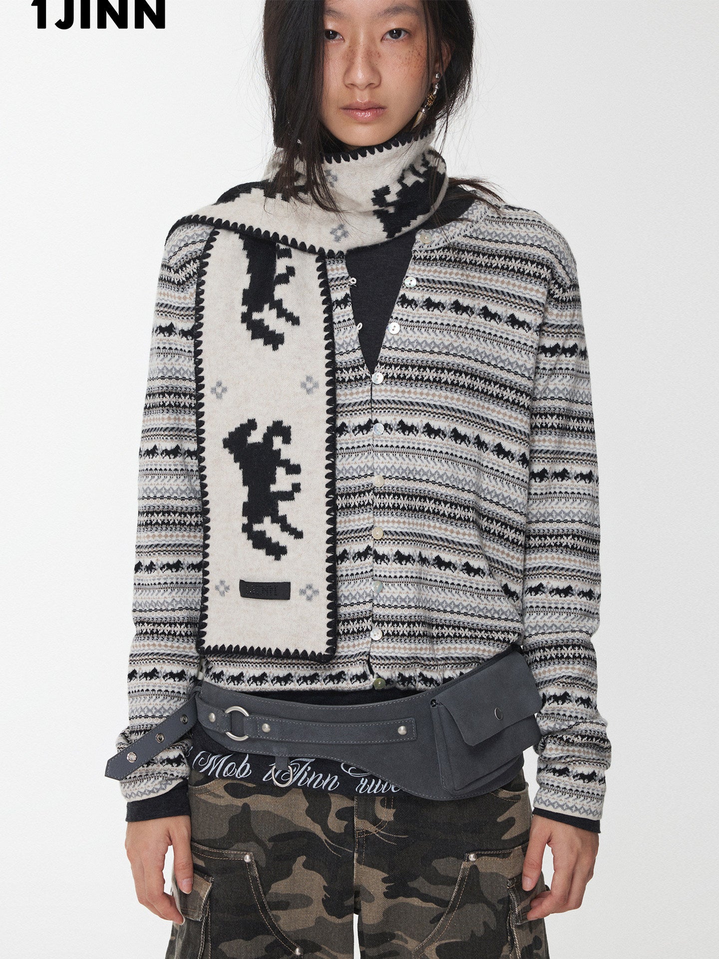 Fair Isle Pony Knit Scarf