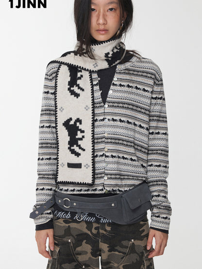 Fair Isle Pony Knit Scarf