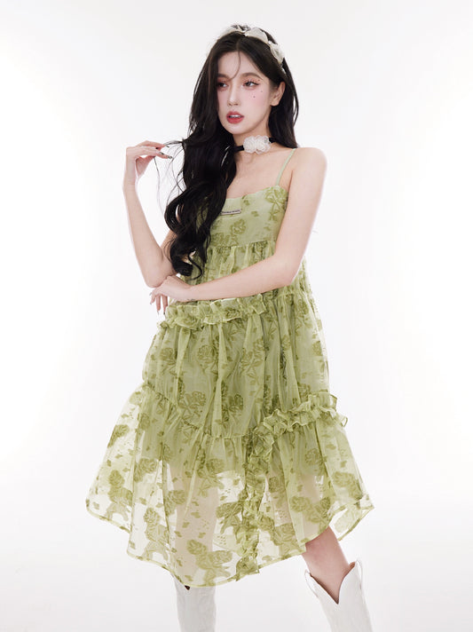 Milk Green Spinach Spring Sling Skirt