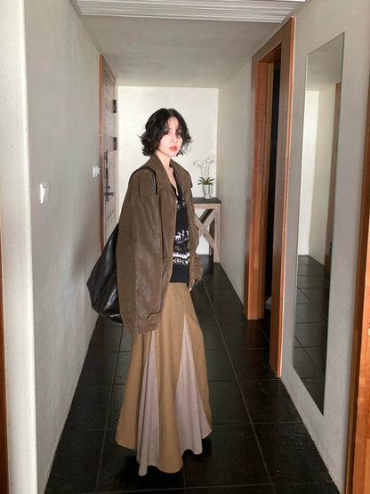 Tweed Spliced Wool-Blend Swing Skirt – Hong Kong Retro Fall/Winter