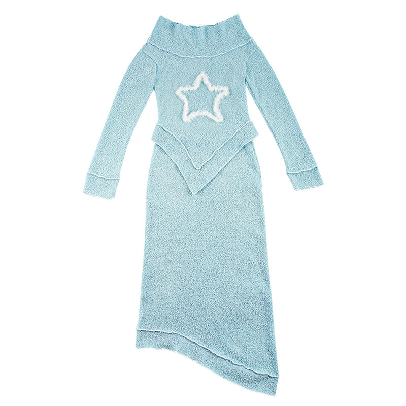 Comfy Plush Star Baby Blue Set