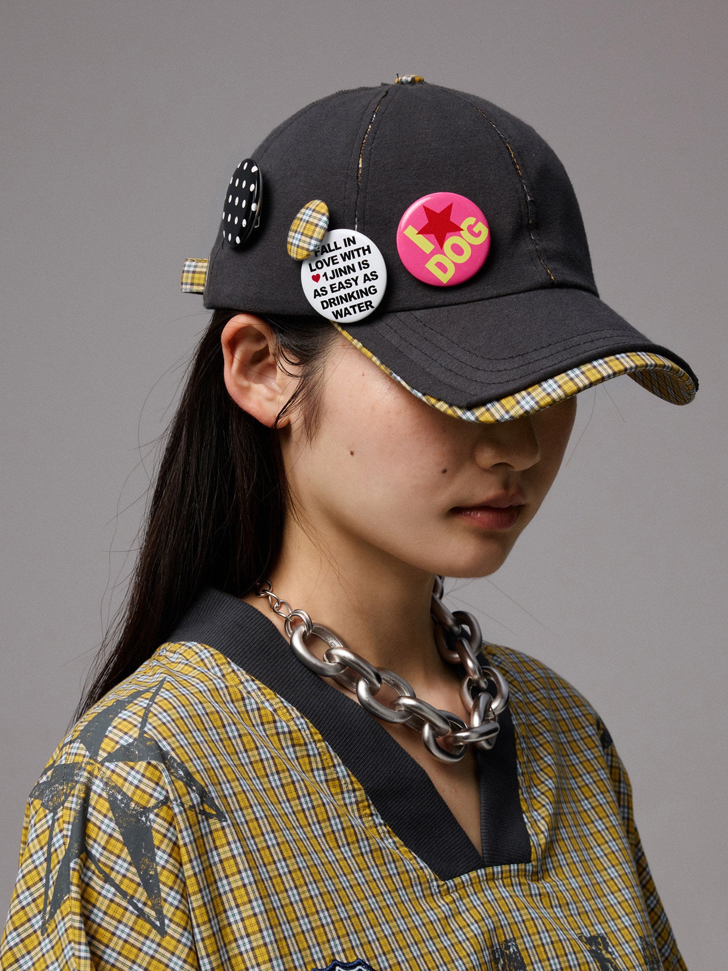 Distressed Plaid Patchwork Baseball Cap