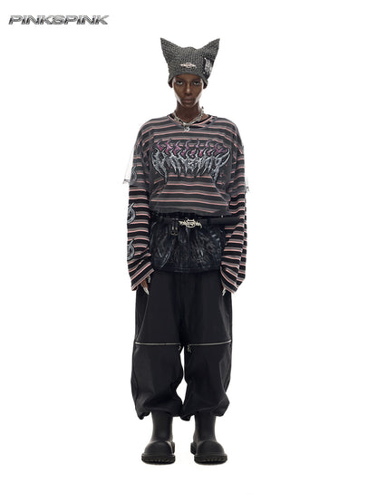 Dengetsu Shin Dual-Stripe Concept Y2K T-Shirt