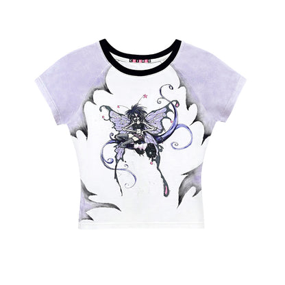 Butterfly Fairy Print Raglan Sleeve T-shirt