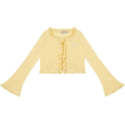 Translucent Ruffle Cardigan | Thin Retro Sunscreen Knit for Spring/Summer