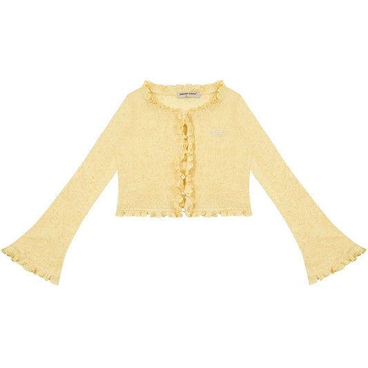 Translucent Ruffle Cardigan | Thin Retro Sunscreen Knit for Spring/Summer