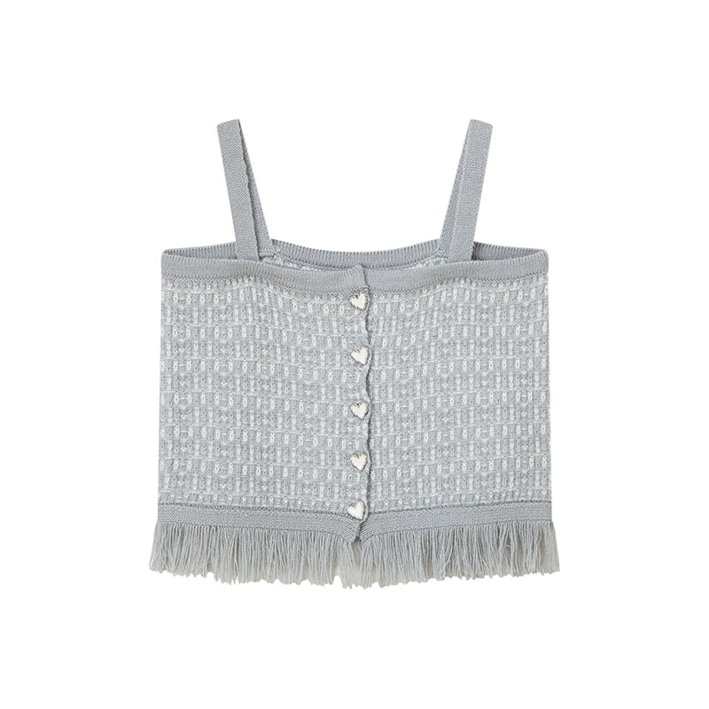 Love Buckle Tassel Top de punto