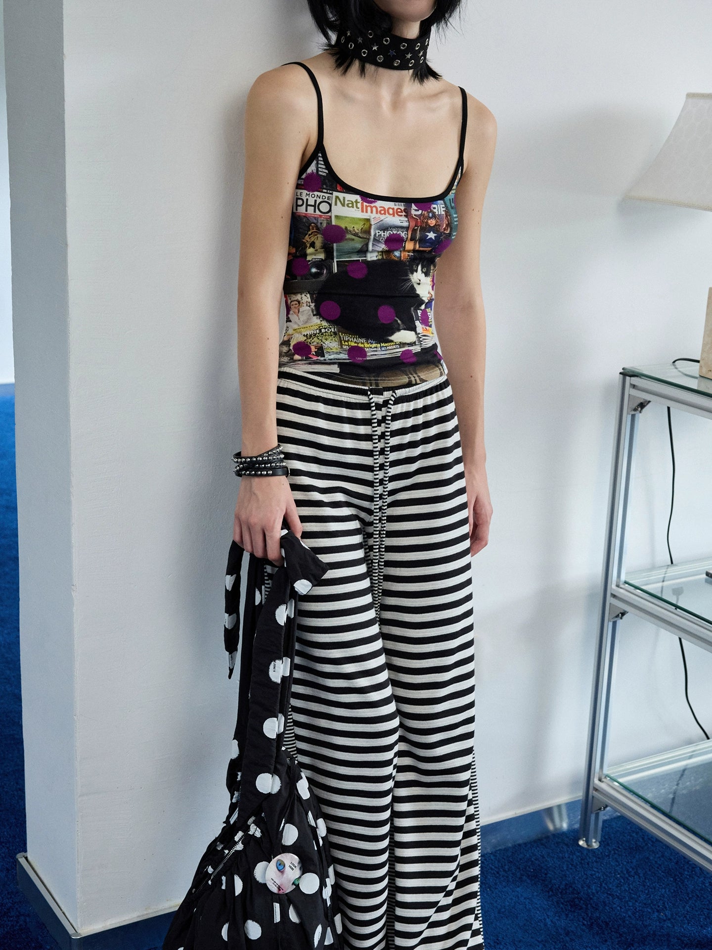 Animal Print Polka Dot Camisole – Slim-Fit Sleeveless Bolero Top