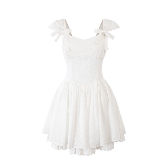 Daisy Embroidered Bow-Tie Dress