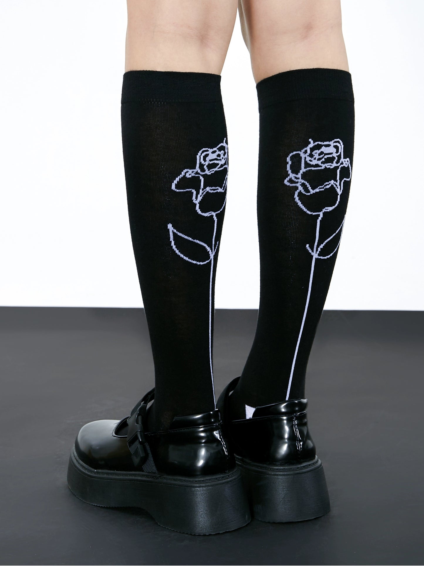 Minimalist Rose Mid Tube Cotton Long Socks