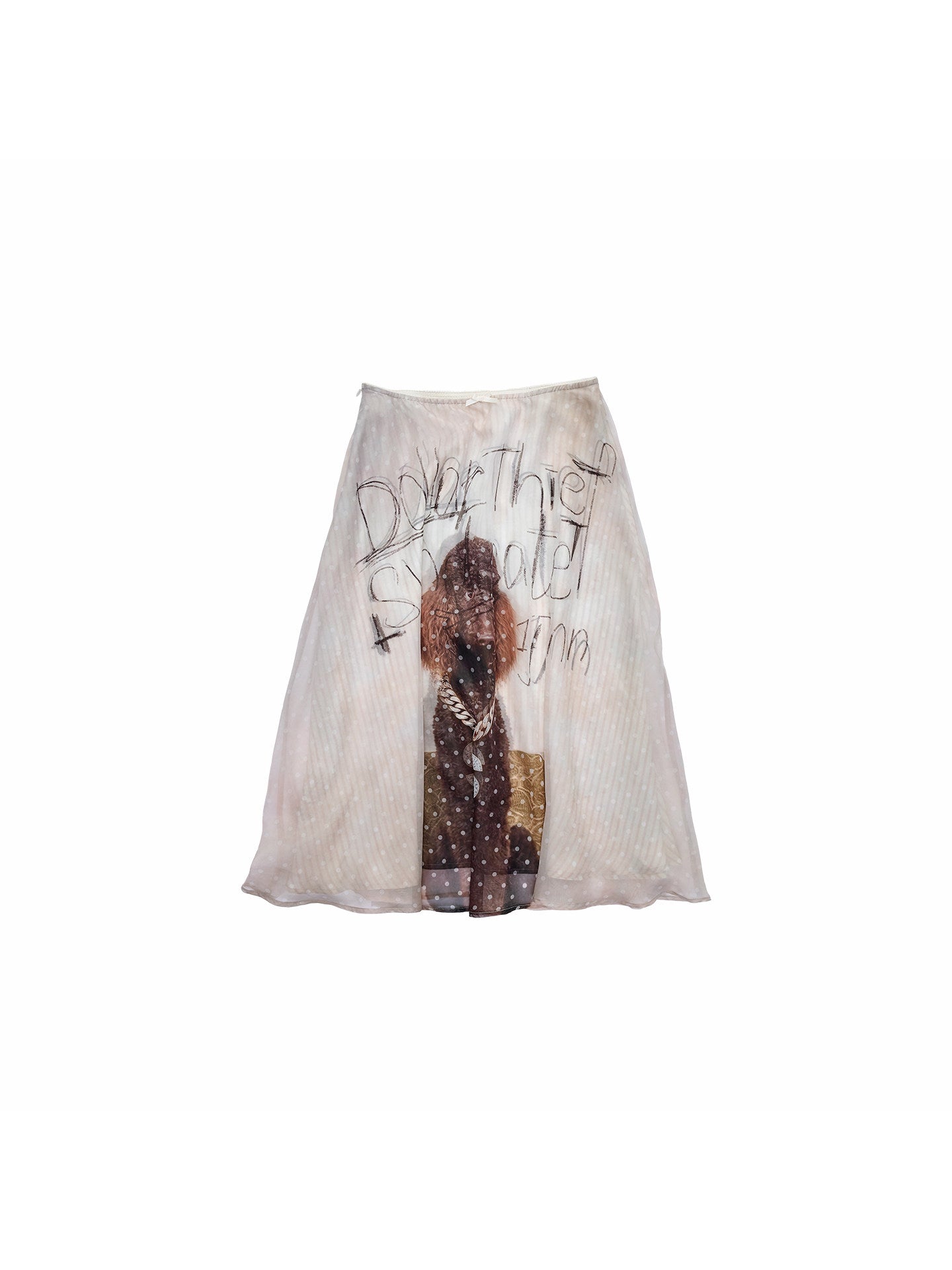 Cat & Dog Print Chiffon Skirt