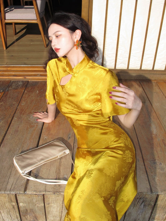 Jacquard Button Cheongsam Dress
