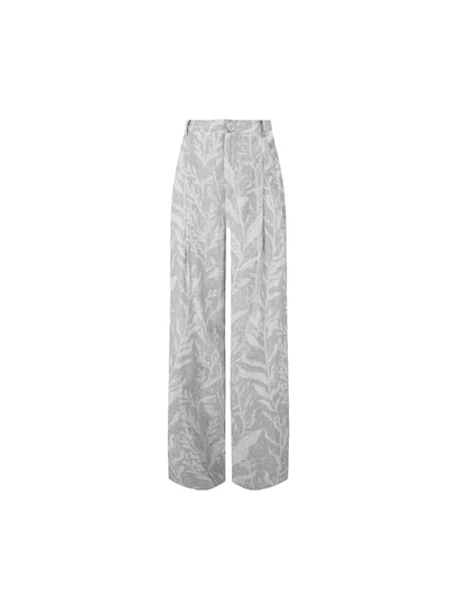 [Cloud Ink Trace] French Printed Slim-Fit High-Waist Trousers