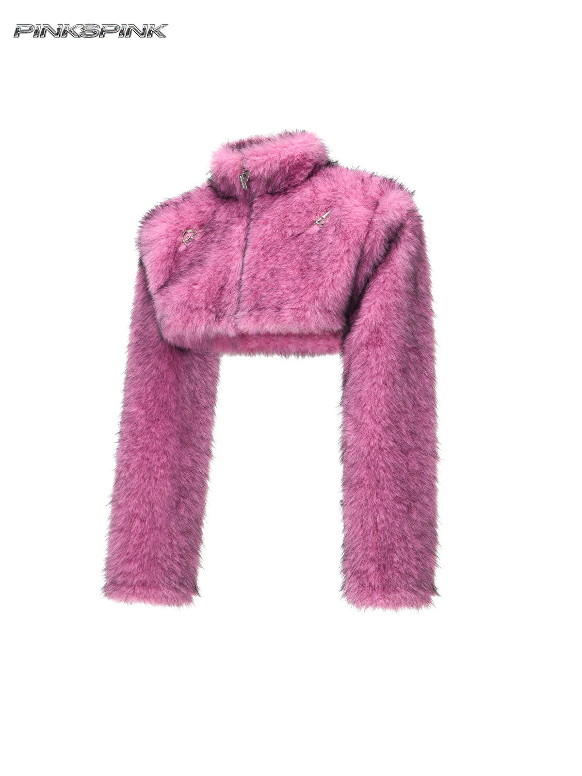 Electric Moon Gradient Fur Ultra-Short Y2K High-Neck Jacket