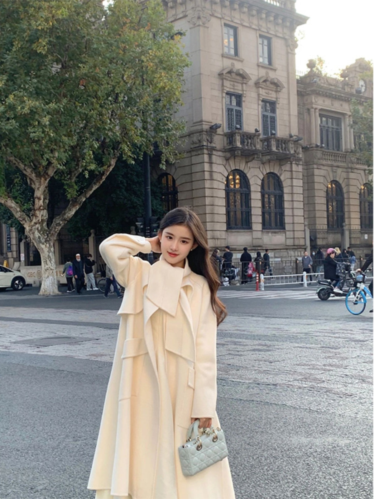 Cream White Reversible Cloak – Hepburn-Style Petite Wool Jacket