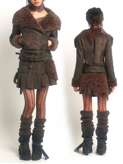 Detachable Leather Pleated Skirt – Plush Design Flair