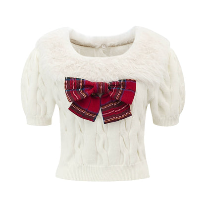 Christmas Plaid Fur Sweater