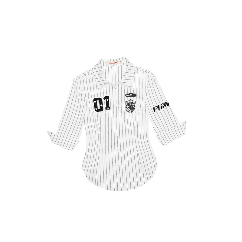 Black & White Striped Vintage Jersey Shirt with Slim Leggings