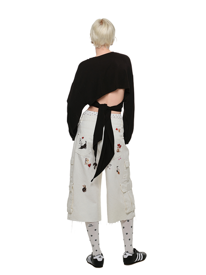 Studded Crew Neck Tee – Loose Fit Vintage Statement Top