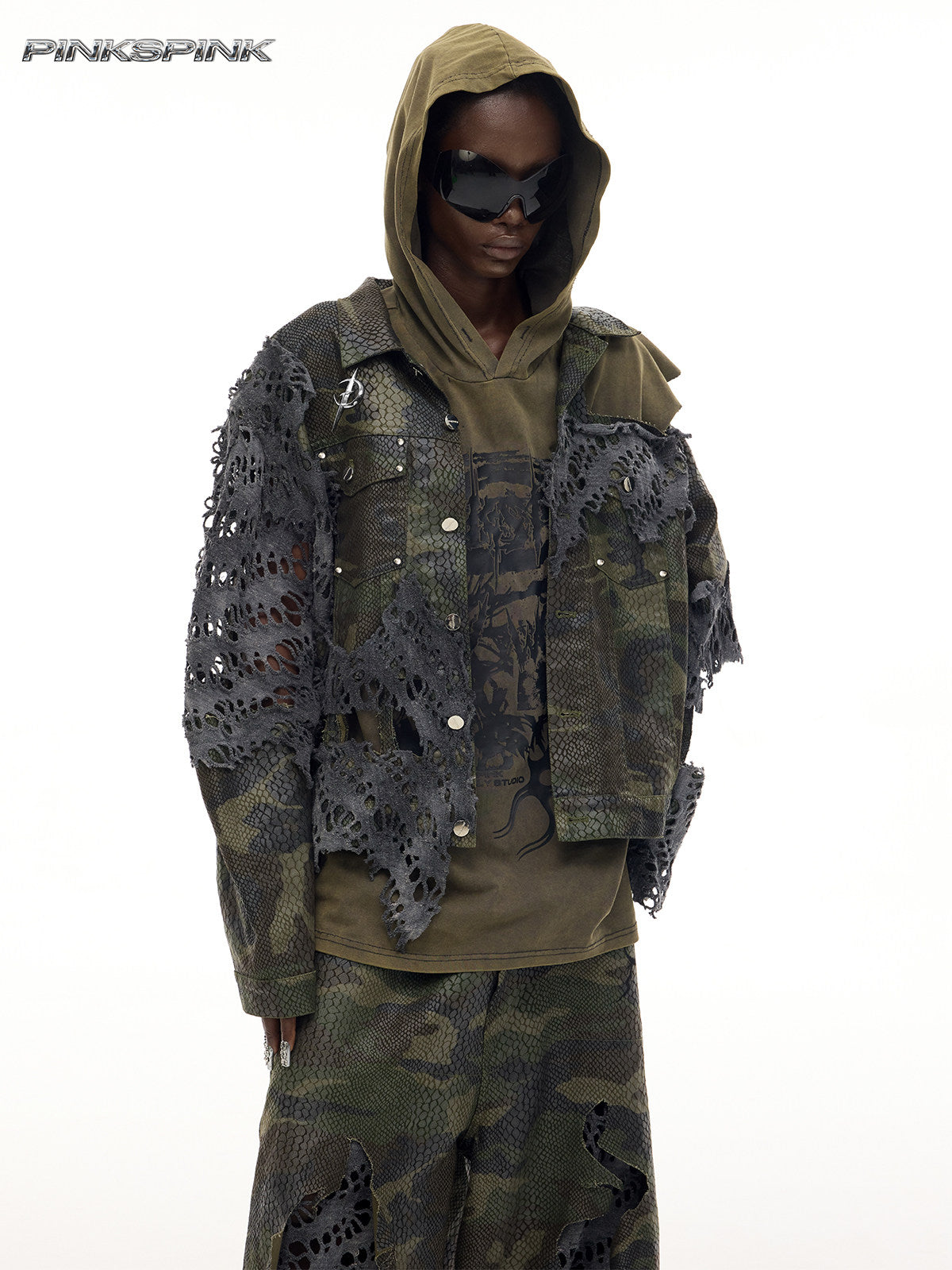 2025AW Electric Moon Camo Destruction Denim Jacket