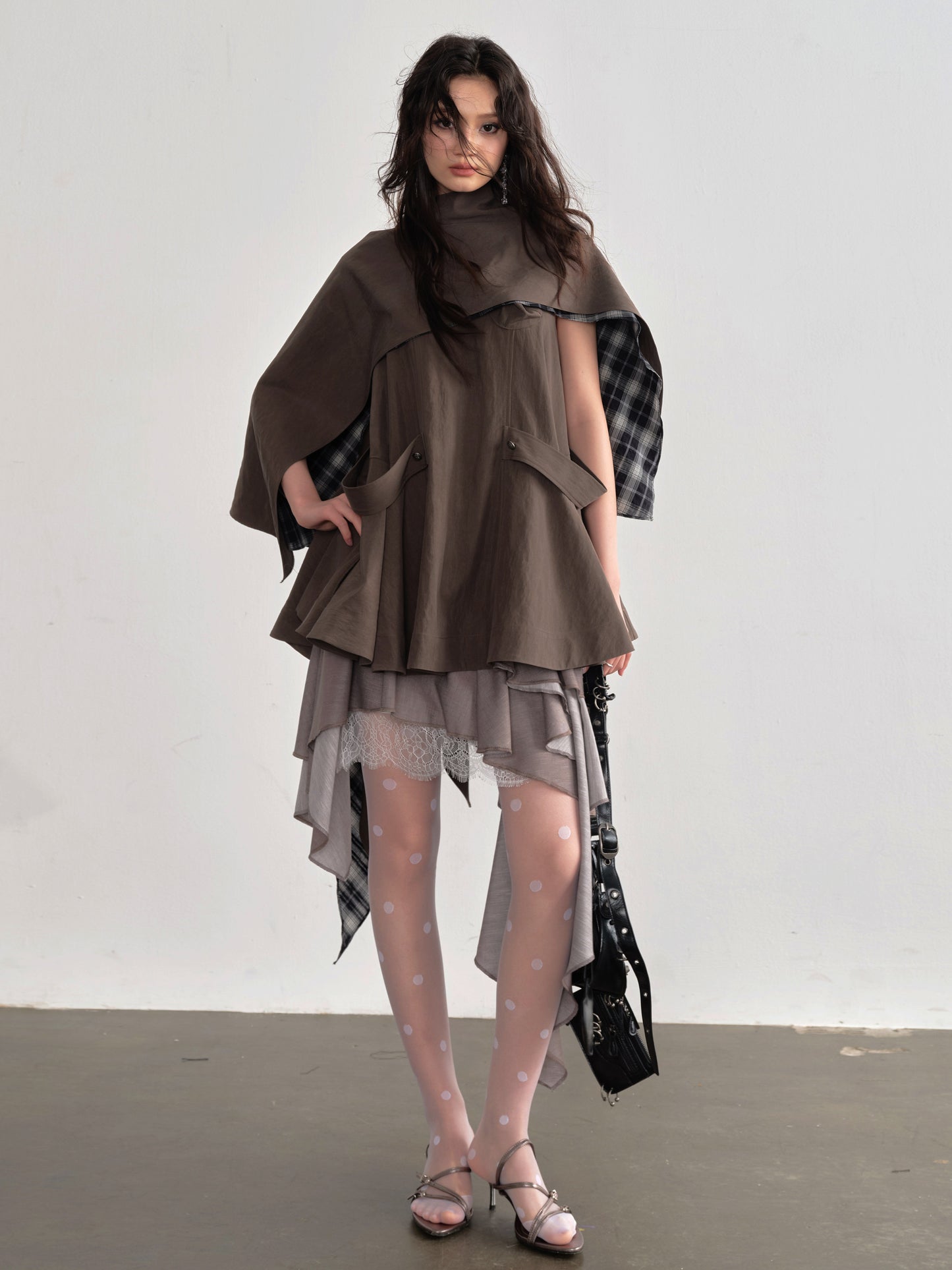 Pleated Linen Lace Midi Skirt | Romantic Asymmetrical Skirt
