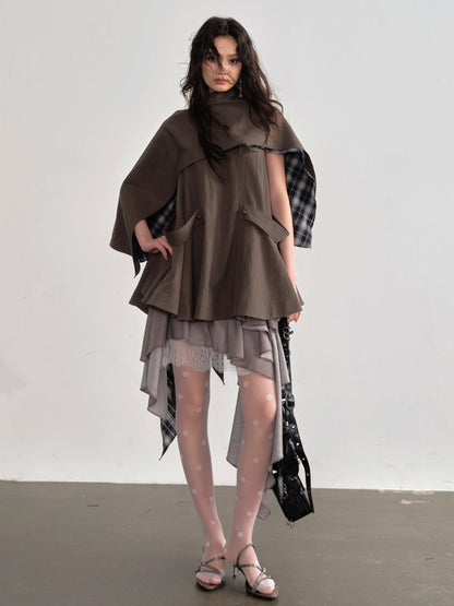 Pleated Linen Lace Midi Skirt | Romantic Asymmetrical Skirt