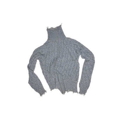 Suede Velvet Cable Cardigan – Midi-Length Designer Knitwear