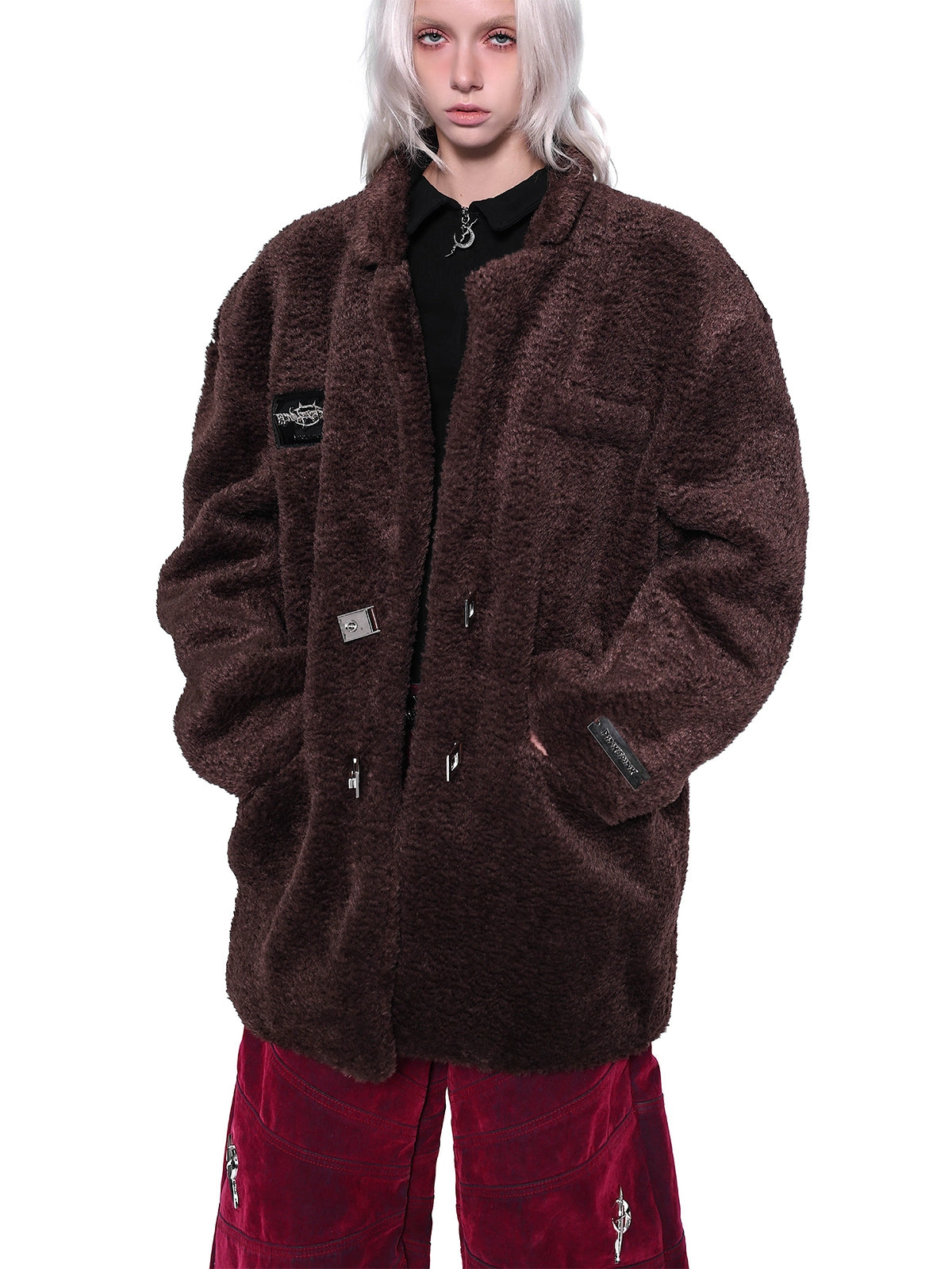 Caramel Suede Genderless Coat – Luxe Fur Loose Silhouette for Warmth