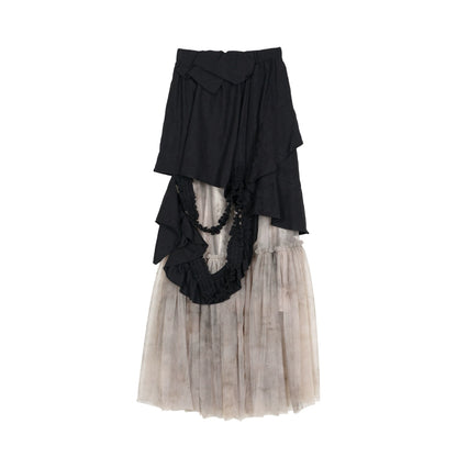 Romantic Mesh Pleated Skirt: Spring