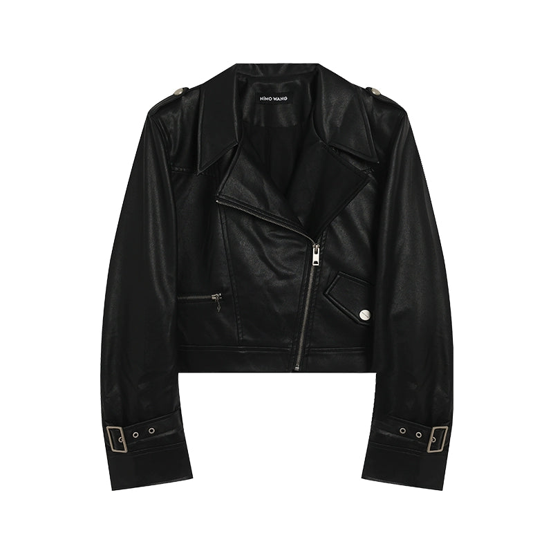 Black Leather Biker Jacket - Spring Hot Girl PU Jacket