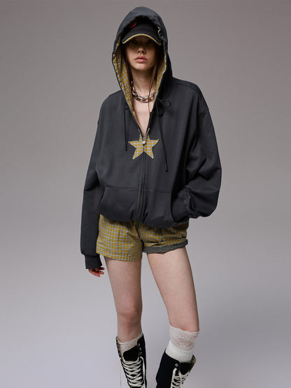 Star Patchwork Hooded Sweatshirt