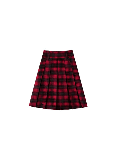 Pleated Long A-Line Skirt – Front & Back Design for Fall/Winter